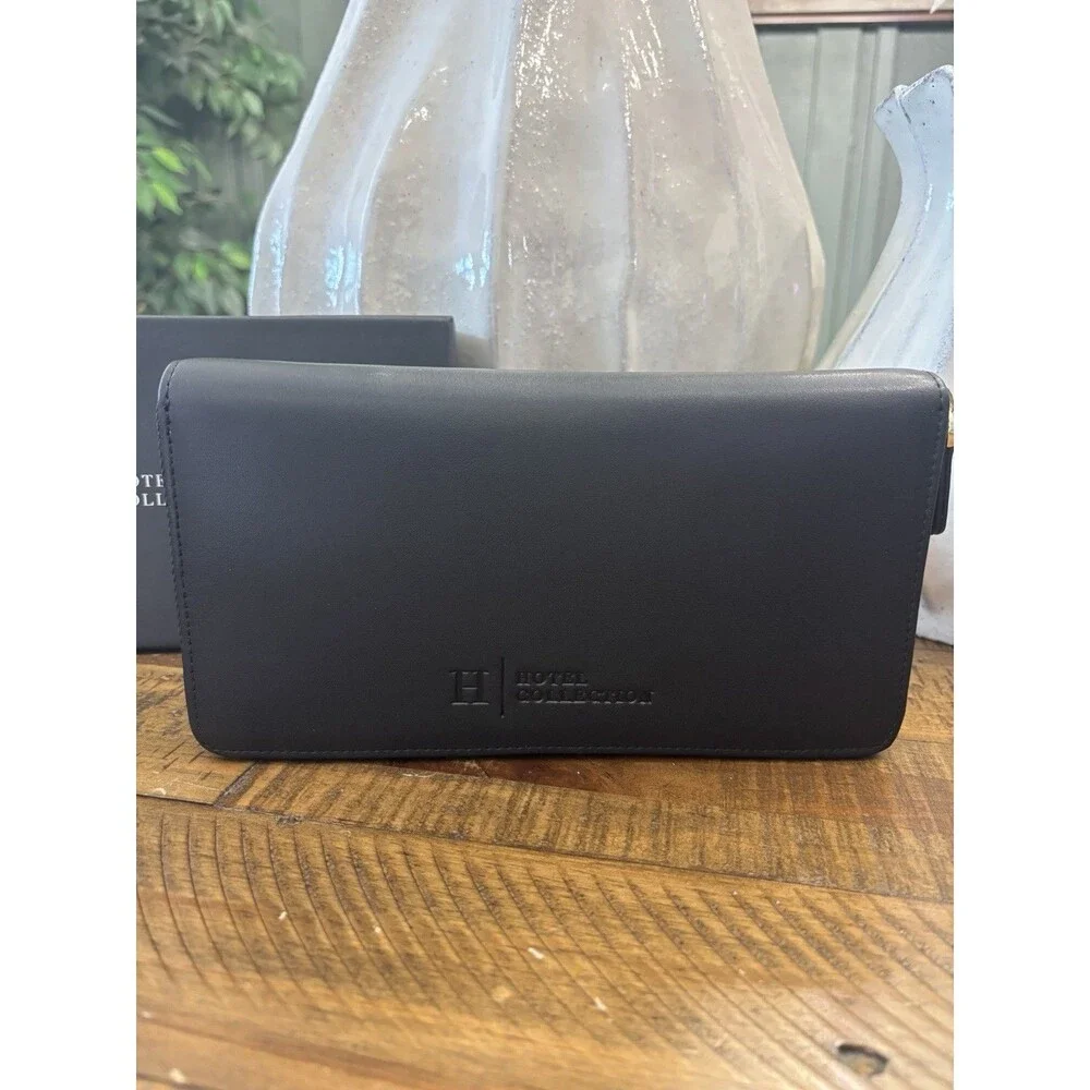 Hotel Collection Slim Jewelry Case Black Travel Organizer Zip NWT Leather $39.95